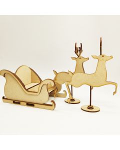 1/12 miniature sleigh and 2 reindeer